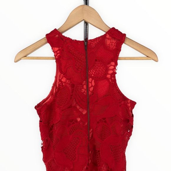 Lovers + Friends Caspian Lace Shift Mini Dress in Coral Red size XS - Picture 6 of 14